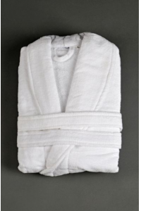 Hotelový župan VELÚR biely 100% bavlna Obrázok pre Hotelový župan VELÚR biely 100% bavlna